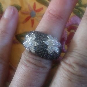 NEW Black & White SAPPHIRE/925 S.S. Cocktail Ring